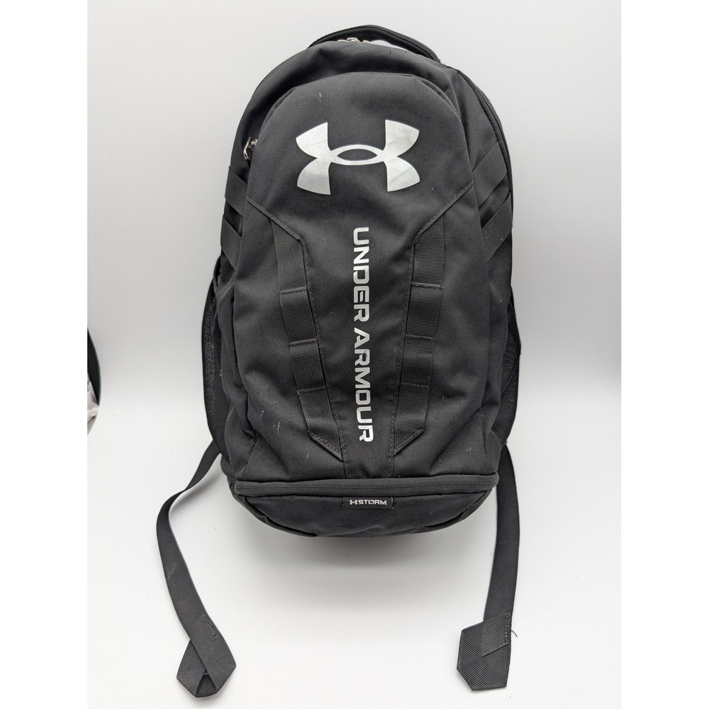 Under Armour Hustle 5.0 Backpack Black UA Storm Water Resistant Sport Bag